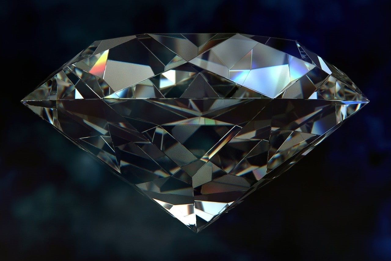 a sparkling diamond on a black background