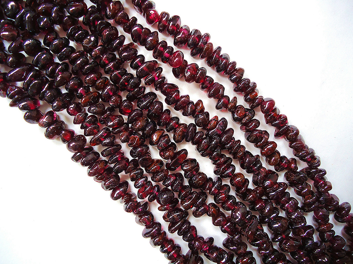 garnet beads on string