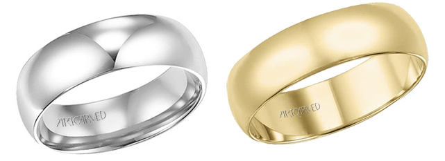 White gold and yellow gold men's Artcarved Wedding bands