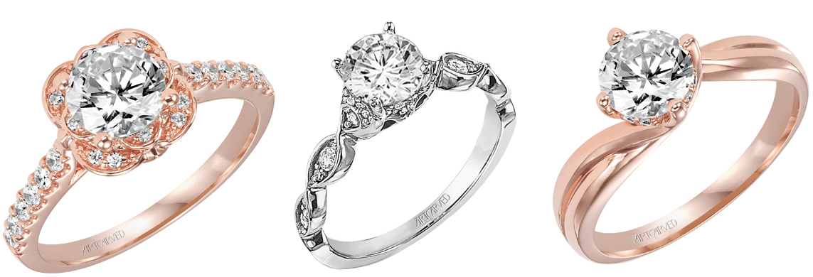 Rose Gold Sidestone Diamond Engagement Rings