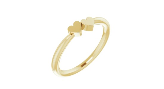 a yellow gold ring featuring two heart motifs
