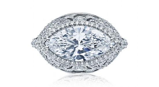 a marquise, halo engagement ring by TACORI