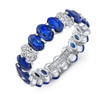 Uneek sapphire and diamond wedding band for women