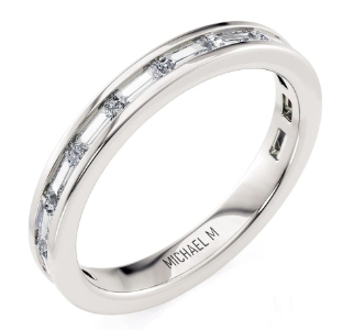 Michael M white gold and diamond channel wedding band