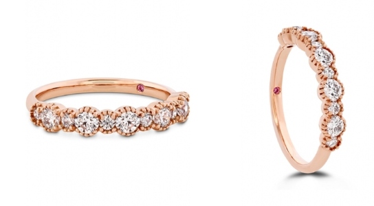 Hearts On Fire Behati beaded rose gold and diamond wedding band