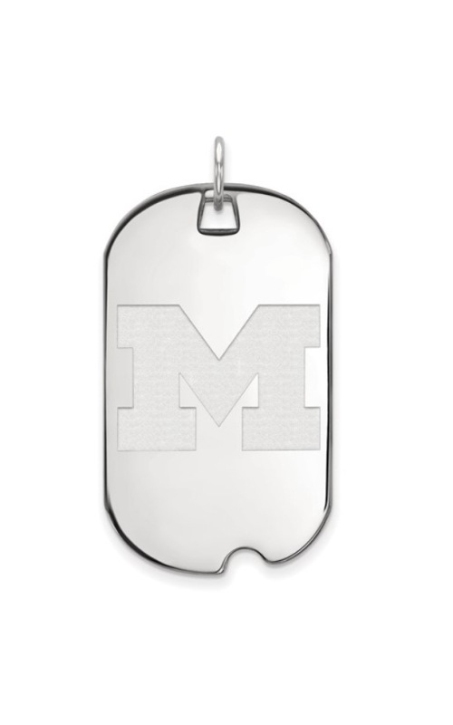 The Collegiate Collection University of Michigan 14K White Gold Small Block Letter M Dog Tag Pendant