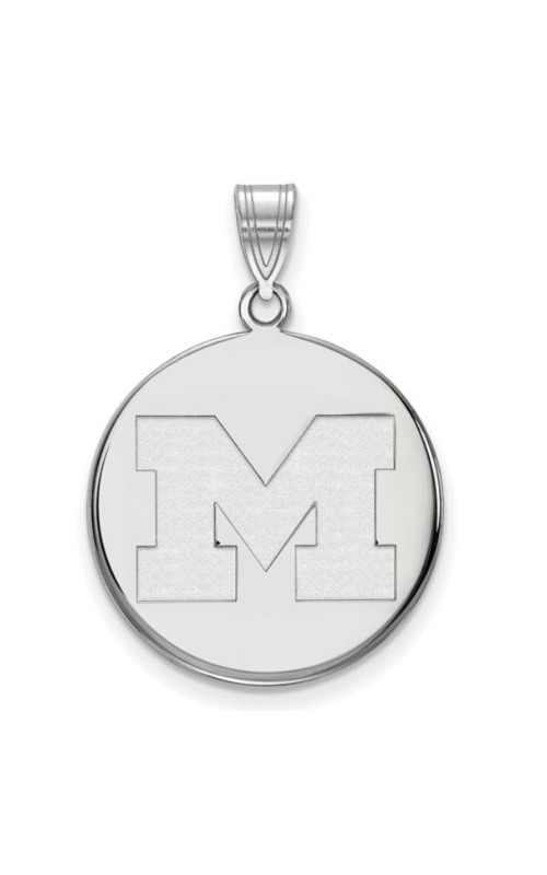 The Collegiate Collection University of Michigan 14K White Gold Large Block M Circle Disc Pendant