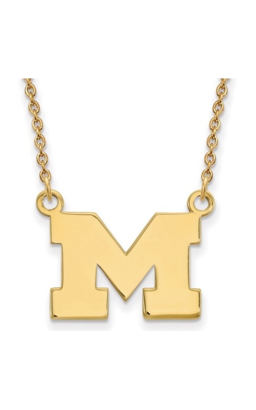 The Collegiate Collection University of Michigan Small 14K Yellow Gold Block M Pendant on 18