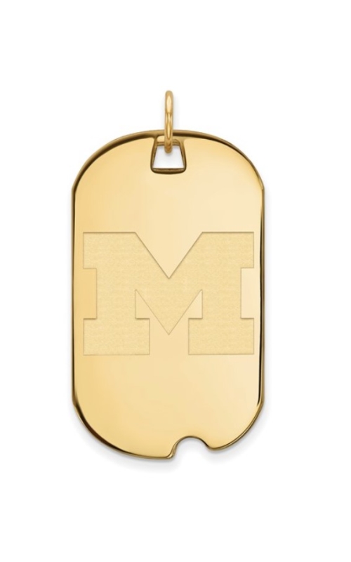 The Collegiate Collection University of Michigan Small 14K Yellow Gold Block M Dog Tag Pendant The Collegiate Collection University of Michigan Small 14K Yellow Gold Block M Dog Tag Pendant
