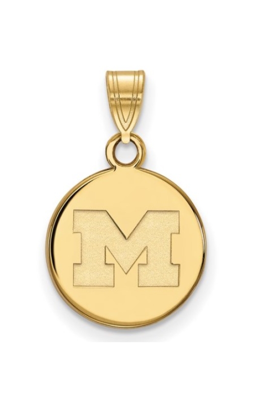The Collegiate Collection University of Michigan Small 14K Yellow Gold Circle Disc Block M Pendant The Collegiate Collection University of Michigan Small 14K Yellow Gold Circle Disc Block M Pendant