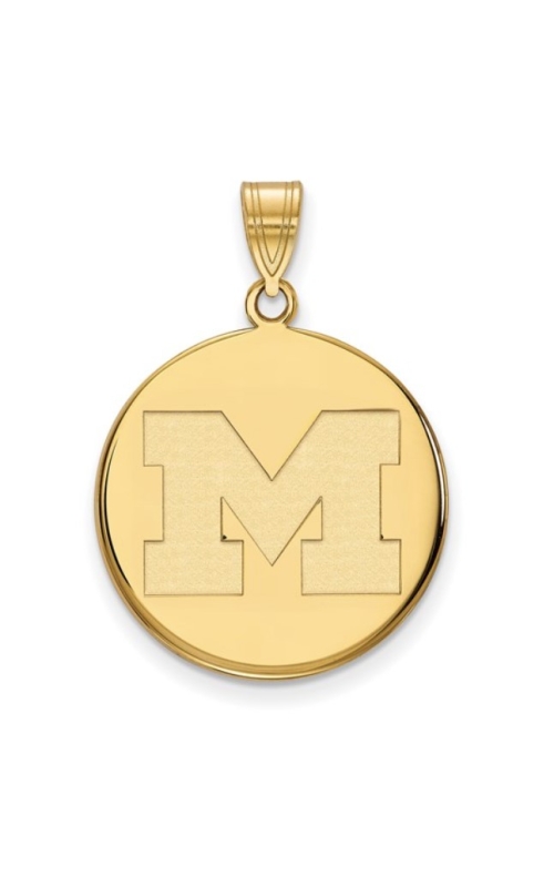 The Collegiate Collection University of Michigan 14K Yellow Gold Large Block M Circle Disc Pendant