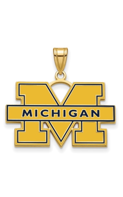 The Collegiate Collection University of Michigan Large 14K Yellow Gold, Yellow & Blue Enamel Block M Pendant