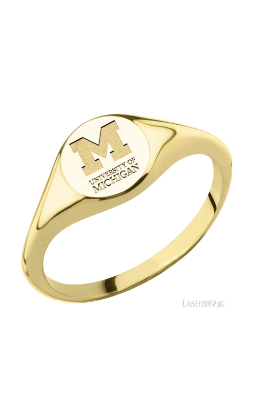 The Collegiate Collection University of Michigan Small Circle Yellow Gold Signet Ring