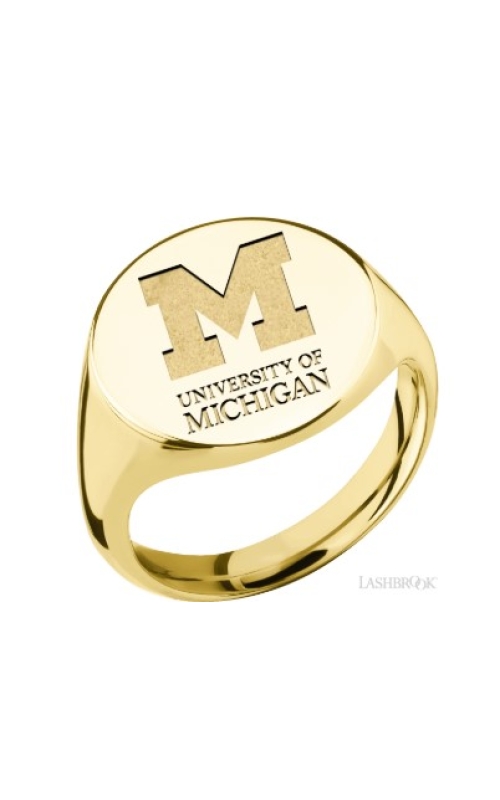 The Collegiate Collection University of Michigan Large Yellow Gold Circle Signet Ring