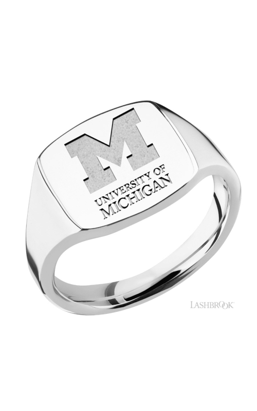 The Collegiate Collection University of Michigan Medium Cushion Cobalt Chrome Signet Ring