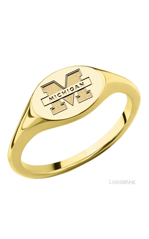The Collegiate Collection University of Michigan Small Oval Yellow Gold Signet Ring