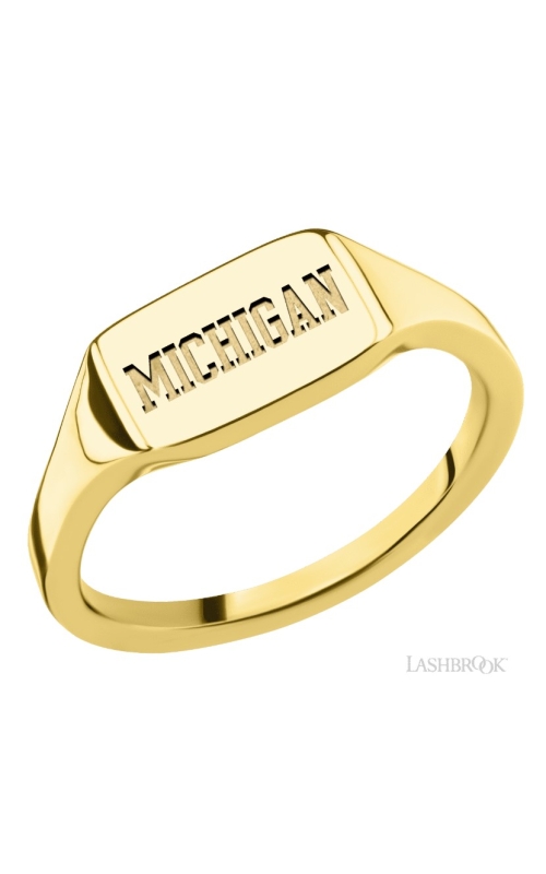 The Collegiate Collection University of Michigan Small Yellow Gold Rectangle Signet Ring