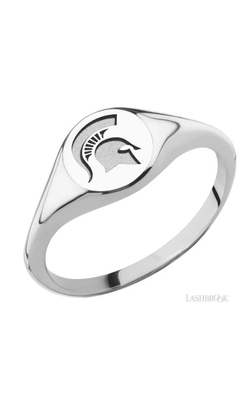 The Collegiate Collection MSU Small White Gold Circle Signet Ring
