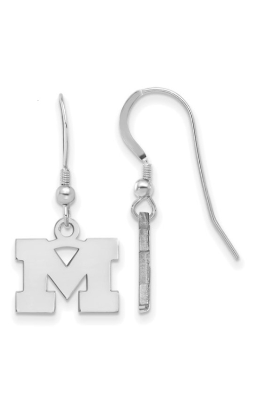The Collegiate Collection University of Michigan Extra Small Sterling Silver Block M Dangle Earrings
