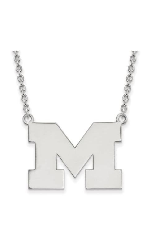 The Collegiate Collection University of Michigan Small 14K White Gold Block M Pendant on 18