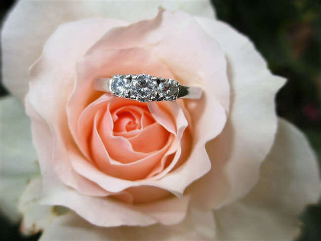 Radiant Cut Engagement Ring on Flower from Ann Arbor, Michigan's Lewis Jewelers