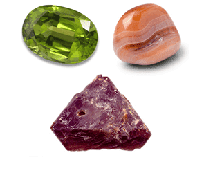 Peridot, Sardonyx, Spinel